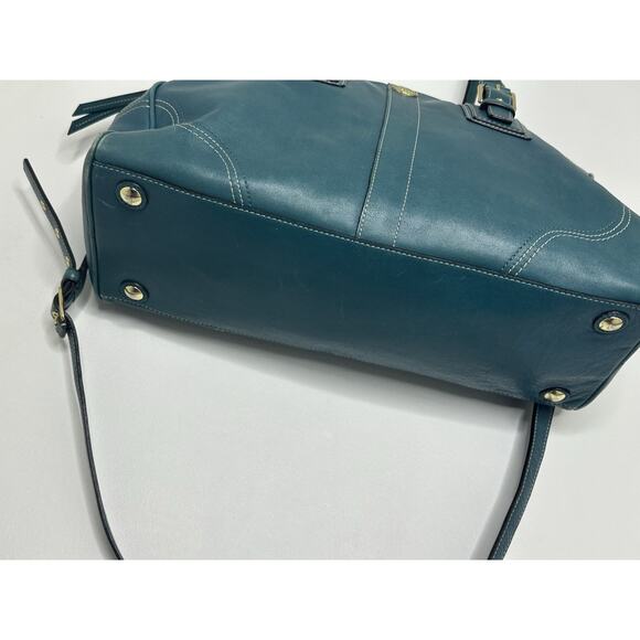 COACH BAG PURSE DOUBLE HANDLE DOUBLE ZIPPER SATCHEL TURQUOISE Satchel - Picture 6 of 14